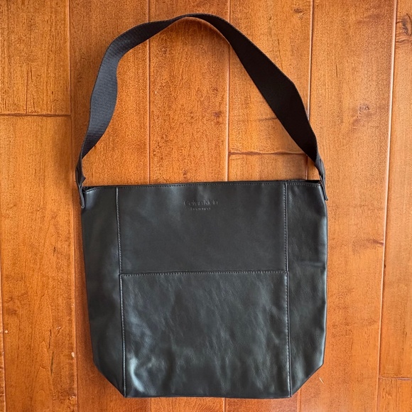 Calvin Klein Fragrance Black Vegan Leather Tote Bag - Picture 2 of 9